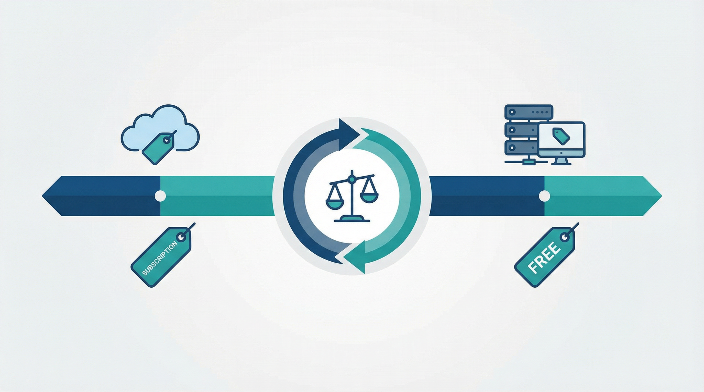 n8nのワークフロー自動化を表す抽象的なフラットデザインイラスト（複数のサービスアイコンが矢印でつながれている様子）