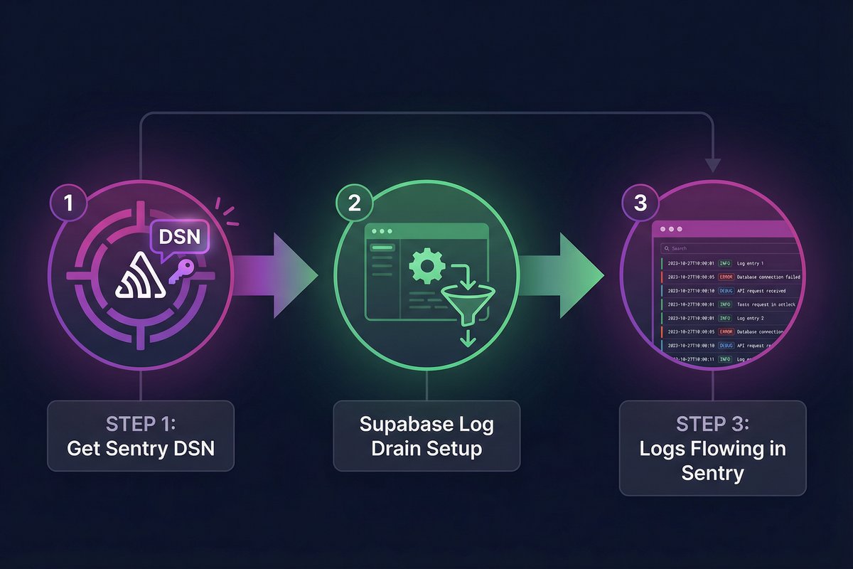 Sentry DSN取得とSupabase Log Drain設定の3ステップ