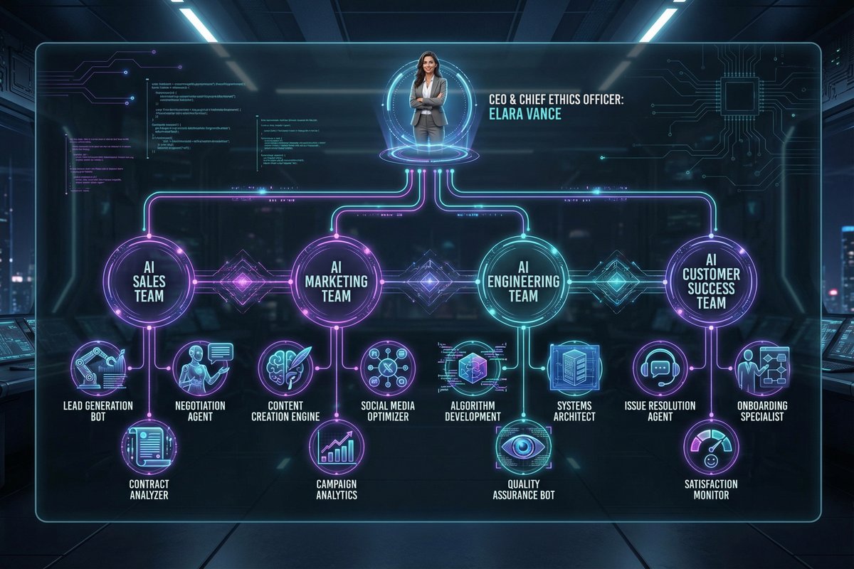人間とAIが対話しながら共同作業するイメージ